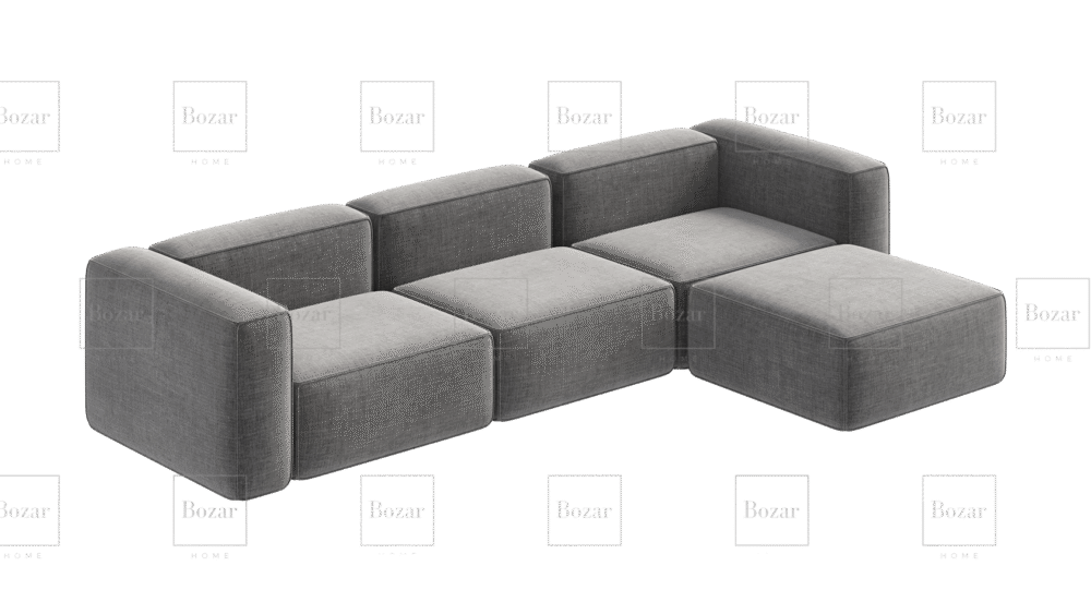 Canapé modulable Miami Gris 4 places avec pouf