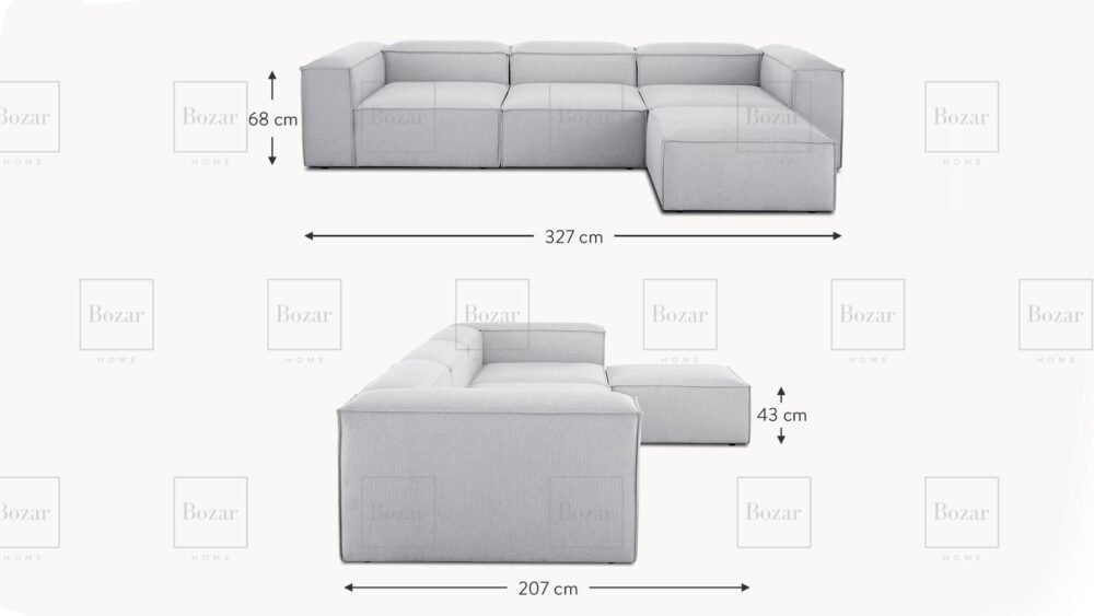 Canapé modulable Miami Gris 4 places avec pouf – Image 2